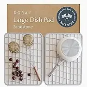 Dorai Home Large Dish Pad – 40% More Drying Space, Eco-Friendly Quick-Drying Stone Mat for Kitchen, 24.6" x 16.5", Sandstone