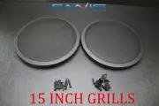 (2) 15 INCH STEEL SPEAKER SUB SUBWOOFER GRILL FINE MESH W/ CLIPS SCREWS GT-15