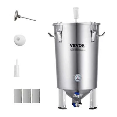 VEVOR 304 Stainless Steel Kettle, 8 GALLON Beer Brew Fermentor, Brew Bucket F...