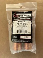 2-pk MIG Welding Gun Nozzle 21-50 1/2" for Lincoln 100L Tweco Style Mini Mig Gun