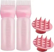 Root Comb Applicator Bottle and Scalp Massager Shampoo Brush, 2Pcs Hair Oil Applicator Root Comb Applicator Bottles with Scalp Massager Brushes, Hair Oil Applicator Bottle Root Comb Applicator Bottle
