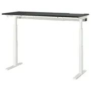 MITTZON desk sit/stand, electric black stained ash veneer/black white, 160x60 cm