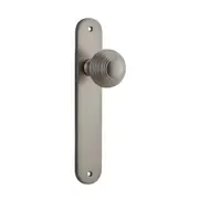 Iver Guildford Door Knob on Oval Backplate Satin Nickel