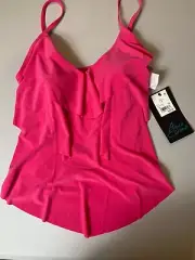 Aqua Green pink tankini ruffle adjustable straps built-in light padded bra
