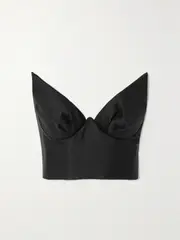 [Zimmermann] Zimmermann - Matchmaker Cropped Wool And Silk-blend Bustier Top - Black - 4 4 Black