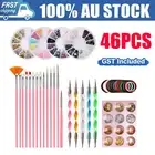 46pcs Nail Art Design Brushes Set Dotting Painting Drawing Pen Tools Kit AUS