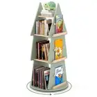 Kids Rotating Bookshelf 4 Tier Freestanding Bookcase Wood Storage Organizer Rack