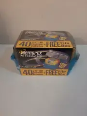 40 Pack Memorex 3.5" Floppy Disks PC Formatted Computer Diskettes File Box Set