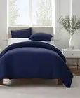Serta Simply Clean Antimicrobial King Duvet Set, 3 Piece, Navy, King