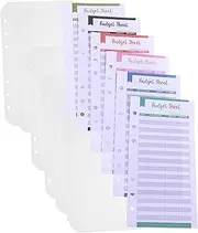 OHPHCALL 24pcs Sheets Binder Inserts with Zipper Envelopes PVC Loose Leaf Expense Sheets for Organized Financial Planning Portable Budgeting