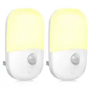 Plug in Motion Sensor Dimmable Night Light, Soft Warm White LED Nightlight