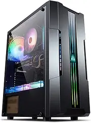 ATX/M-ATX/1TX Mid-Tower Computer Case, Tempered Glass Side Panel, Desktop Computer Case Vertical GPU Bracket (Case Only)