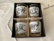 Anchor Hocking Shot Glasses 4 pcs Set Mid-Century Novelty Barware Comical NIB