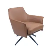 Freya Leather Swivel Occasional Chair Lounge Seat - Brown