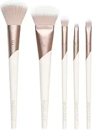 Ecotools Luxe Natural Elegance Professional Face Makeup & Foundation Brush Set, For Face, Cheek, and Eye Makeup, Ecofriendly Makeup Brushes, Pink, Luxurious and Glamorous, 5 Piece Set (3220)