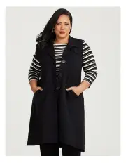 [Taking Shape] Bamboo Ponte Hana Button Front Vest in Black