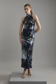 Sequin Halter Maxi Dress