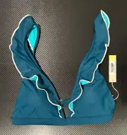Summer Salt Women's Size 10 The Ruffle Plunge Bikini Top Seaweed & Coastal *Read