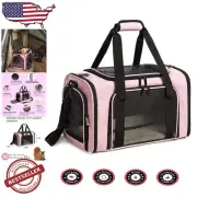 Portable Pink Pet Carrier with Ventilated Design - Ideal for Small Medium Breeds