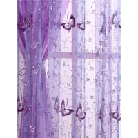 在飛比找ETMall東森購物網優惠-歐韓式美容院隔斷簾兩層蕾絲紫色紗遮光陽臺紗簾客廳臥室成品窗簾