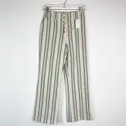 3.1 Phillip Lim NWT Women's Snap-Front Kick-Flare Striped Cotton Cream Pants 0