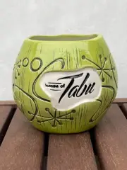 House of Tabu Gamma Gamma Hey v2 Coconut Tiki Mug Atomic Pattern Mid Mod Green