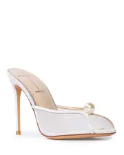 Black Suede Studio Women's Sadie Faux Pearl Embellished Mule Sandals
