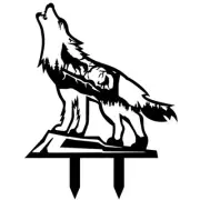Metal Garden Yard Art Decor Wolf Stakes 15 Inch Black Howling Signs Outside