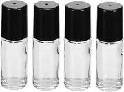 BATHVEVE 4pcs Portable Essential Oil Bottle Empty Roll Subpackaging Bottles with Leak Design for Home Travel Use Black Transparent