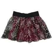 Infant Toddler Girls Black & Silver Foil Spider Web Halloween Tutu Skirt 18M
