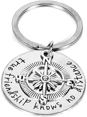 [Kefley] Going Away Gifts for Friends Christmas Birthday Gifts for Bestie Bff Keychain Teen Friendship Gifts for soul sister gifts True Friendship Knows No Distance Key Chain
