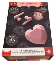 FAO Schwarz Music Love Pink, Wireless Earbuds w/Heart Shaped Charging Case NIB