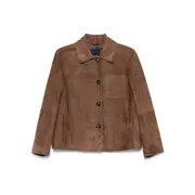 ['s Max Mara] 's Max Mara Leather Jacket 42 IT BROWN