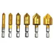 6Pcs 1/4'' Hex Shank Counter Sink Countersink Tool Bit Set For Steel Metal Wood