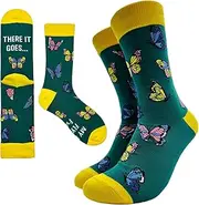 [Cusrtyh] Butterfly Lovers Novelty Funny Breathable Printed Cotton Socks, Unisex Cozy Knitted Crew Socks, Gifts for Animal lover Bird Lovers Friends Family Classmates Teen Sister roommate coworker