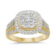 Bevilles Meera Cushion Shaped Ring with 1.00ct of Laboratory Grown Diamonds in 9kt Yellow Gold