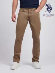 U.S. Polo Assn. Brown/Cream Core 5 Pocket Mens Trousers (AG5089) | $150