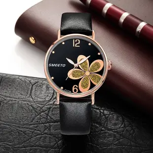 女士石英手錶時尚流行時裝歐美手錶潮流女手錶四葉草精美石英手錶女款錶