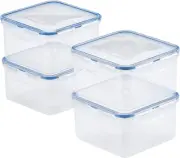 LOCK & Easy Essentials Storage Food Container Set 4 Piece, Clear