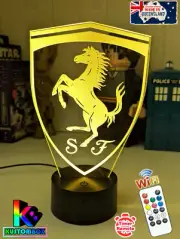 Ferrari Car Logo Personalised 3D LED Night Light 7 Colour Changing Room Lamp