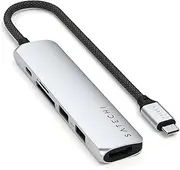 SATECHI USB C Hub 6-in-1 Slim Plus, Multiport Adapter with 4K HDMI, 100W USB-C PD Charging, 2 USB-A Ports, microSD/SD Card Readers, for MacBook, Windows and USB Type-C Devices – Silver