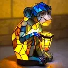 Stained Table Lamp Night Light Bohemian Vintage for Hallway Dining Room Home