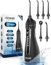 Nicwell Water Dental Flosser Teeth Pick - 4 Modes Dental Oral Irrigator, Portable & Rechargeable IPX7 Waterproof Personal Orthodontic Supplie Water Teeth Cleaner Picks for Home Travel