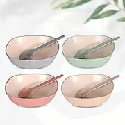 Eha Set of 4 Earth-Friendly Salad Bowls for Kitchen | 16 oz | Made with Bamboo Fibers & Rice Husk | Microwave Safe Bowl | for Hot & Cold Serving Bowl Set Pack of 4 Multicolor