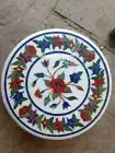 2' white marble table top coffee center Pietra Dura inlay lapis malachite c224