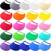 [Sureio] 22 Pcs Adjustable Sun Visors for Women Golf Tennis Sun Visor Hat Elastic Foam Visors Bulk for Ladies Girls Men Outdoors, 22 Solid Colors, Classic Colors, One Size