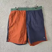 Brixton Steady Shorts Mens L Medium Blue Orange Drawstring Loose Fit Tapered Leg