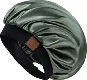 Hat Hut Satin Bonnet Silk Bonnet Sleep Cap for Women Hair Bonnet (Olive Green)