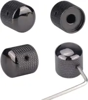 4Pcs Metal Guitar Knobs Black Volume Tone Speed Control Knob Dome Knobs with All
