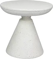 Levede Side Table,Terrazzo Coffee End Tables, Sturdy Small Coffee Table for Indoor Outdoor,Modern Hourglass Cone Base Plant Stand 51cm Dia.Beige
